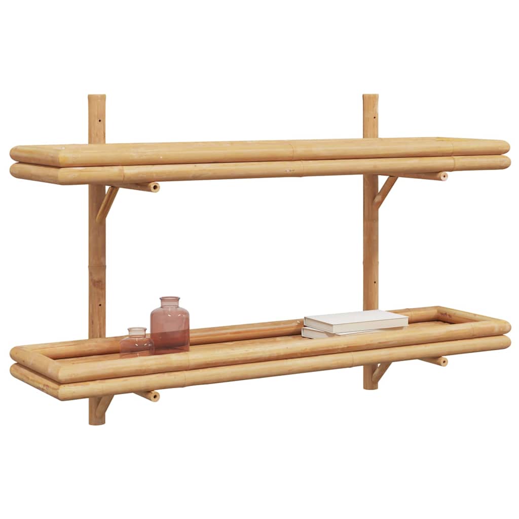 Wandplank met plank met opslag Bruin 100 x 26 x 60 cm Bamboe is nu te koop bij PeponiXL, paradijselijk wonen!