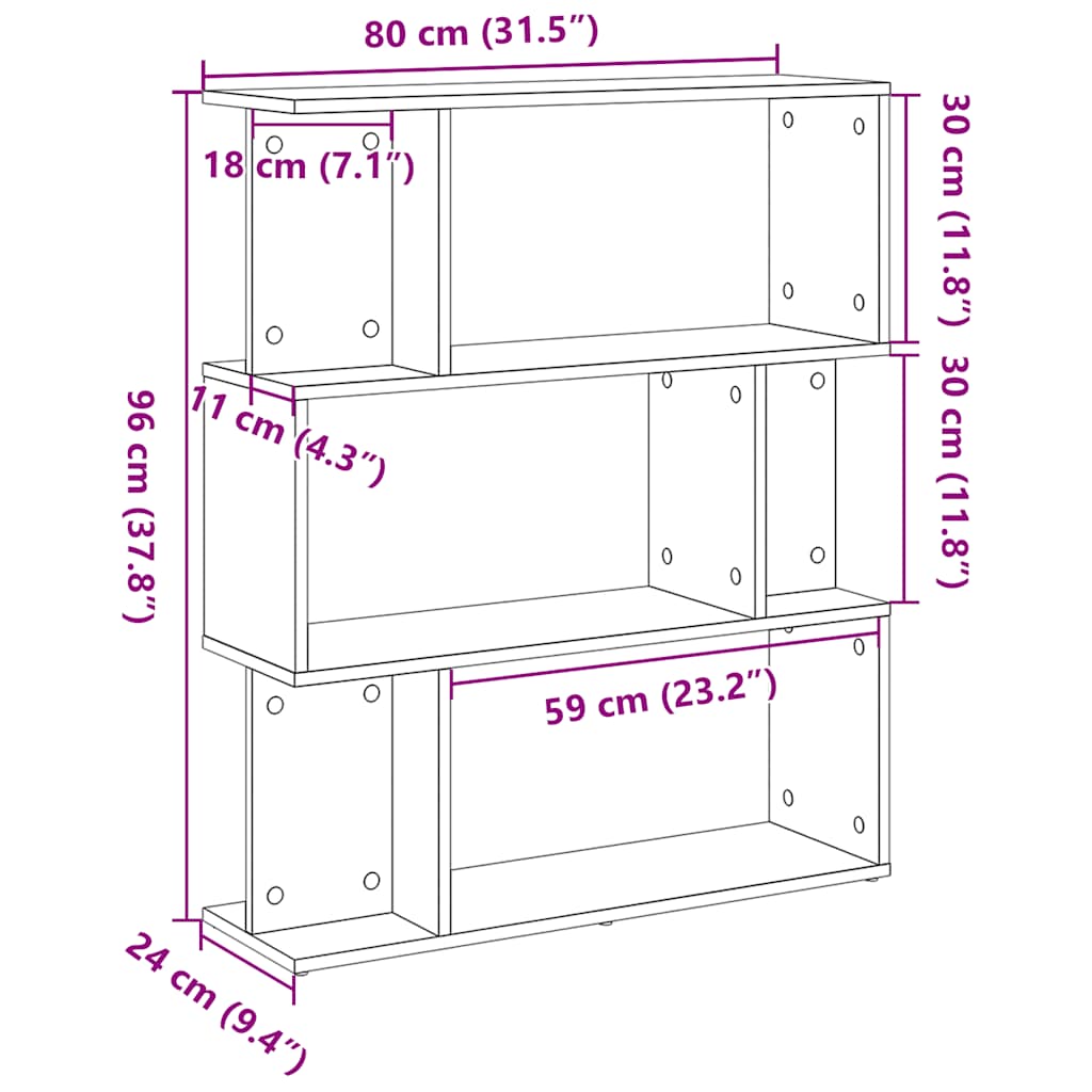 Boekenkast Zwart Eiken 80x24x96 cm Engineered Wood is nu te koop bij PeponiXL, paradijselijk wonen!