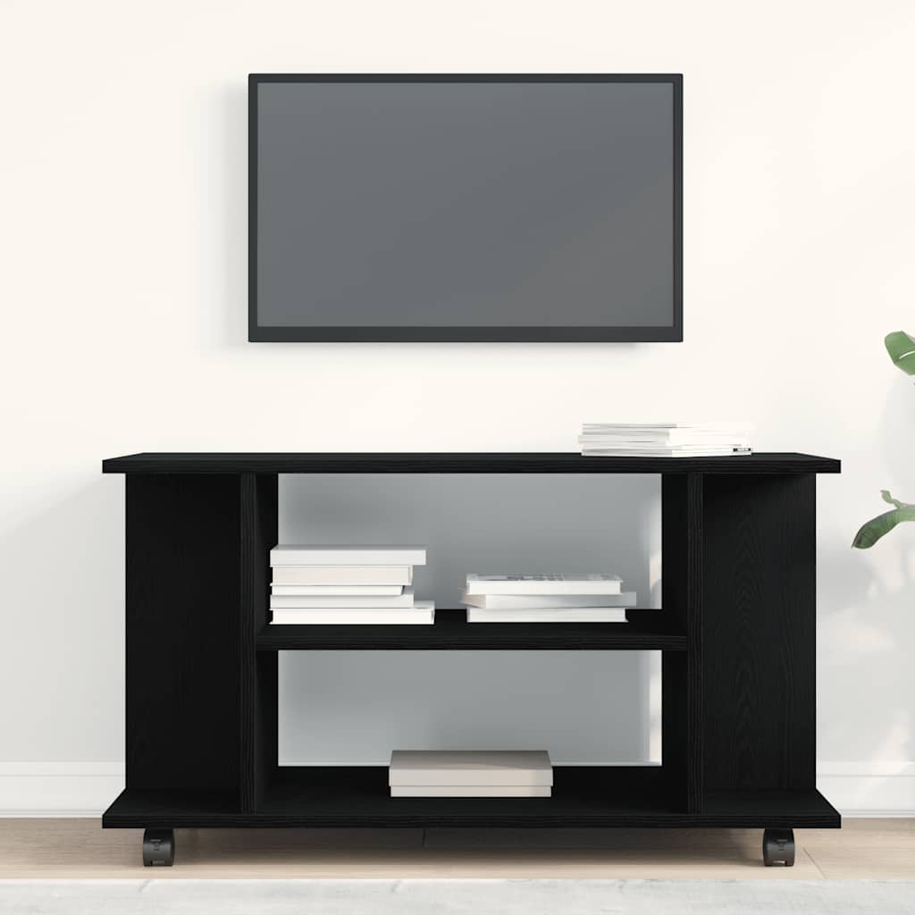 TV-meubel met wielen Zwarte eik 80x40x45 cm Engineered Wood is nu te koop bij PeponiXL, paradijselijk wonen!