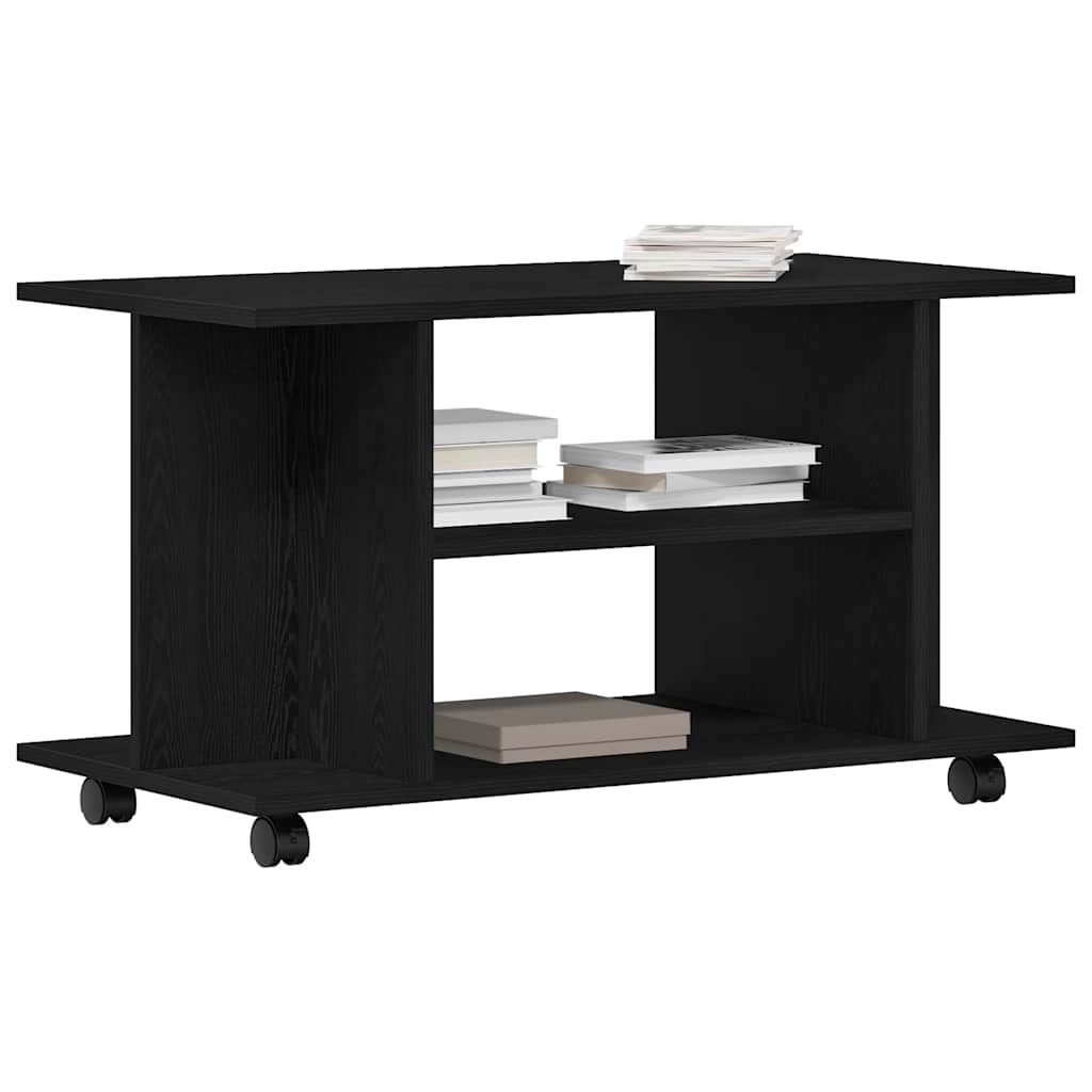 TV-meubel met wielen Zwarte eik 80x40x45 cm Engineered Wood is nu te koop bij PeponiXL, paradijselijk wonen!