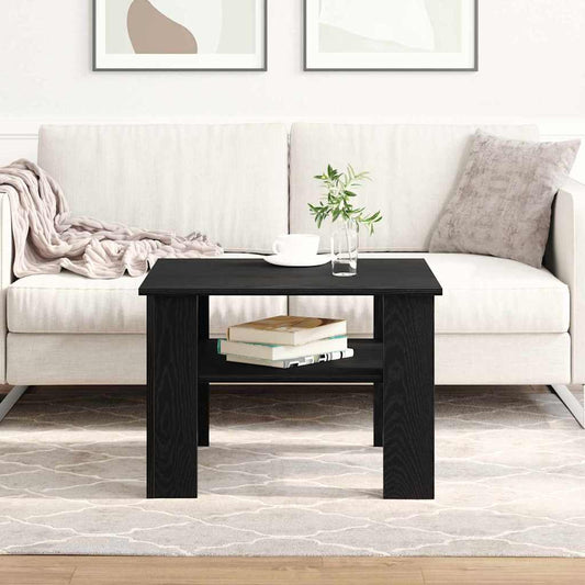 Salontafel Zwart Eiken 60 x 60 x 42 cm Bewerkt hout is nu te koop bij PeponiXL, paradijselijk wonen!