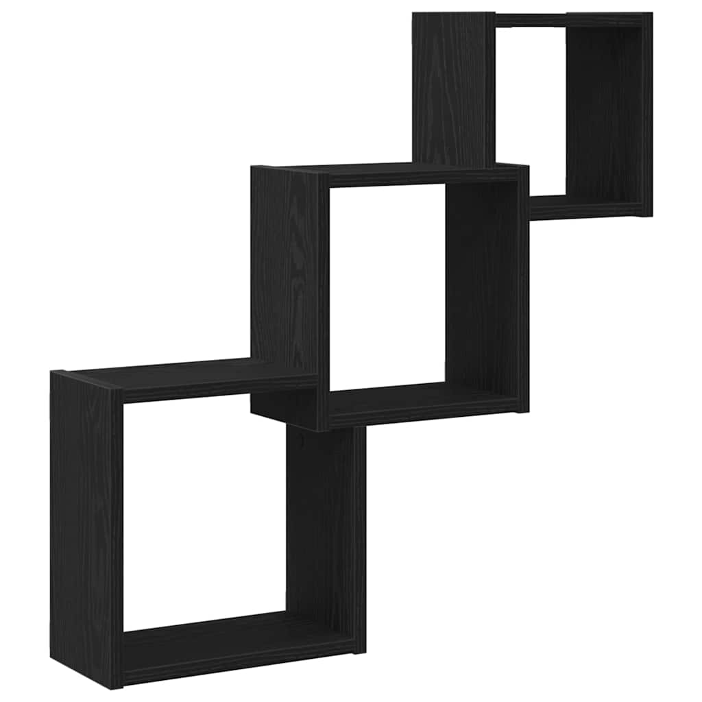 Wandplanken kubus 68x15x68cm bewerkt hout zwart eikenkleur is nu te koop bij PeponiXL, paradijselijk wonen!