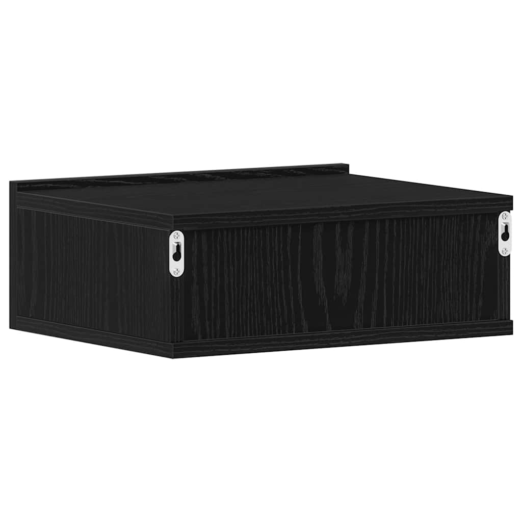 Nachtkastje zwevend 40x32x15 cm bewerkt hout zwart eiken is nu te koop bij PeponiXL, paradijselijk wonen!