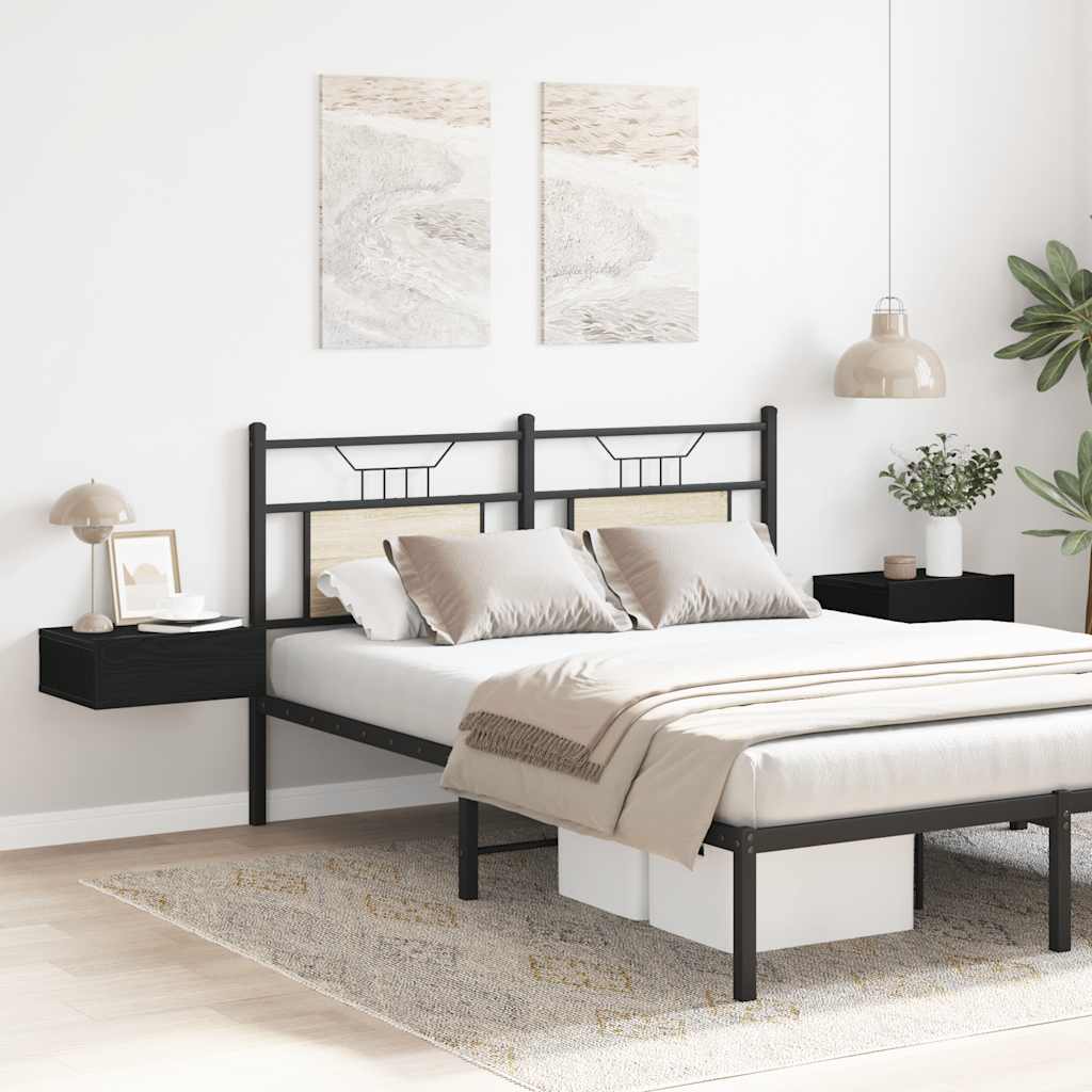 Nachtkastjes zwevend 2 st 40x32x15 cm bewerkt hout zwart eiken is nu te koop bij PeponiXL, paradijselijk wonen!