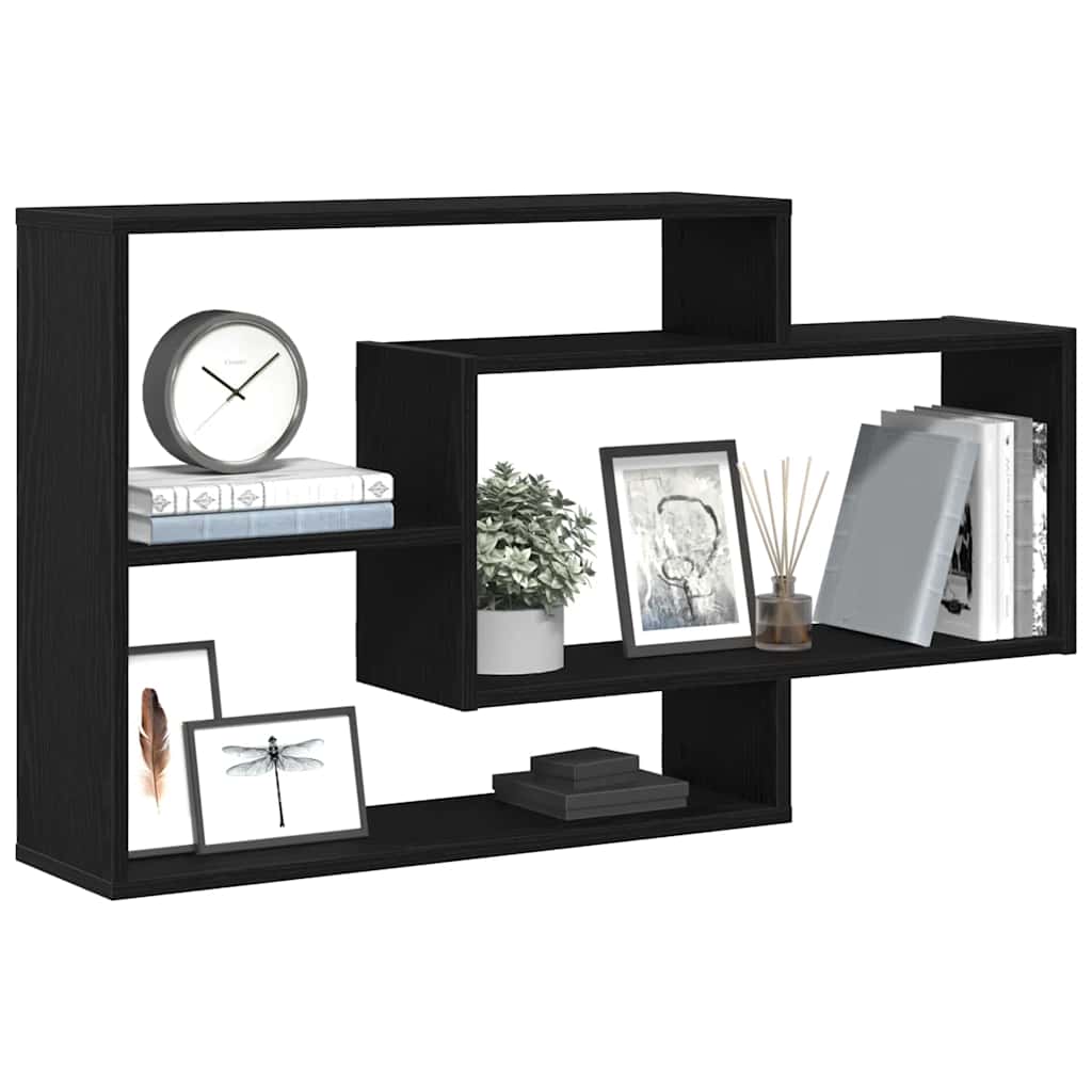 Wandplank Zwart Eiken 104x20x58,5 cm Bewerkt Hout is nu te koop bij PeponiXL, paradijselijk wonen!