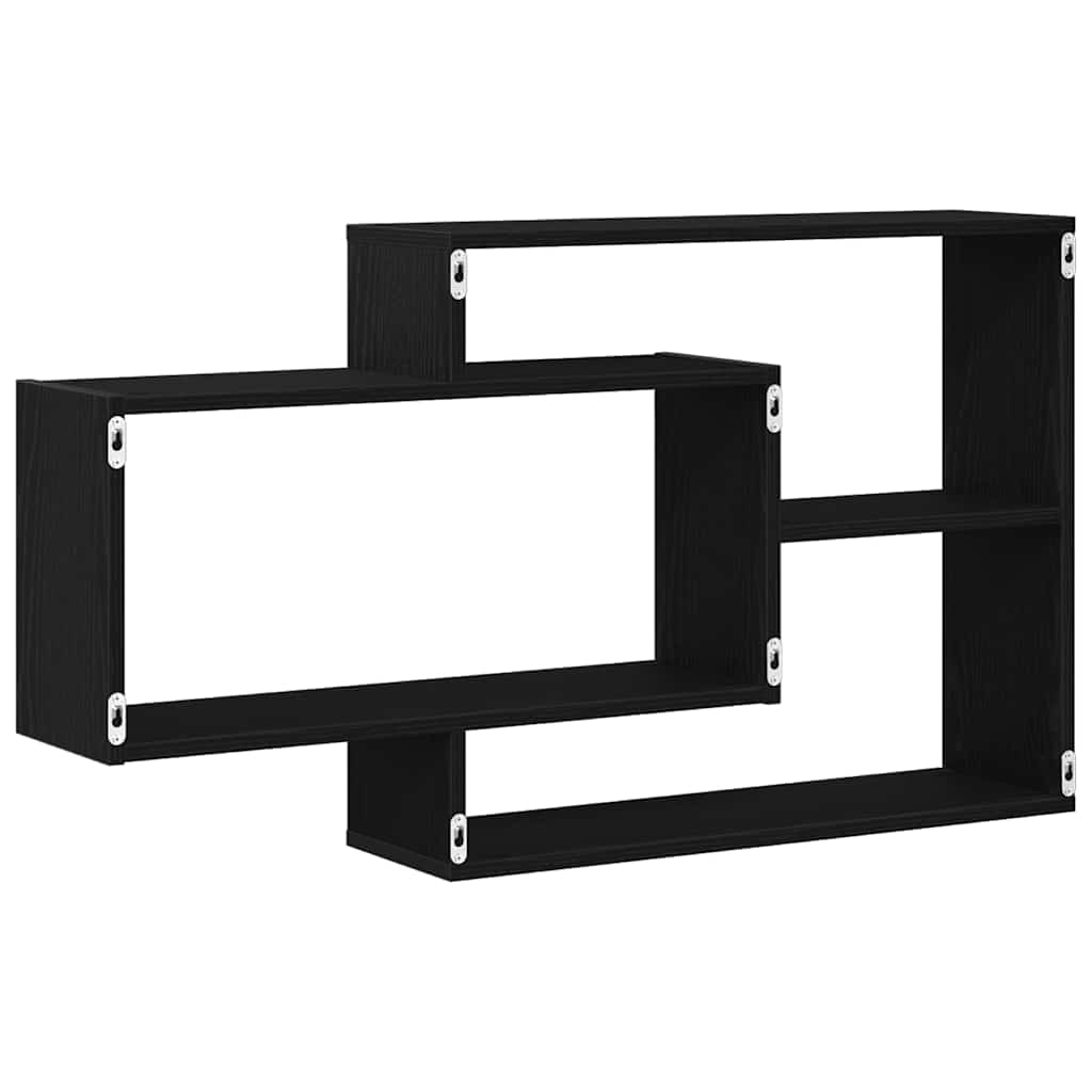 Wandplank Zwart Eiken 104x20x58,5 cm Bewerkt Hout is nu te koop bij PeponiXL, paradijselijk wonen!