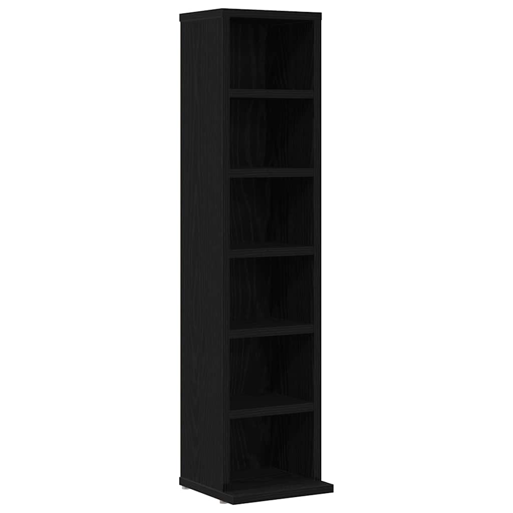 CD-kast 21x20x88 cm spaanplaat zwart eikenkleurig is nu te koop bij PeponiXL, paradijselijk wonen!