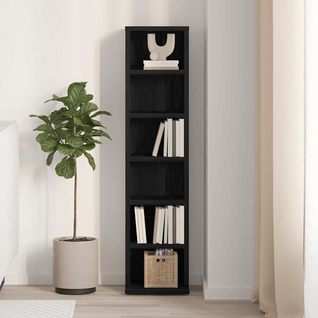 CD-kast 21x20x88 cm spaanplaat zwart eikenkleurig is nu te koop bij PeponiXL, paradijselijk wonen!