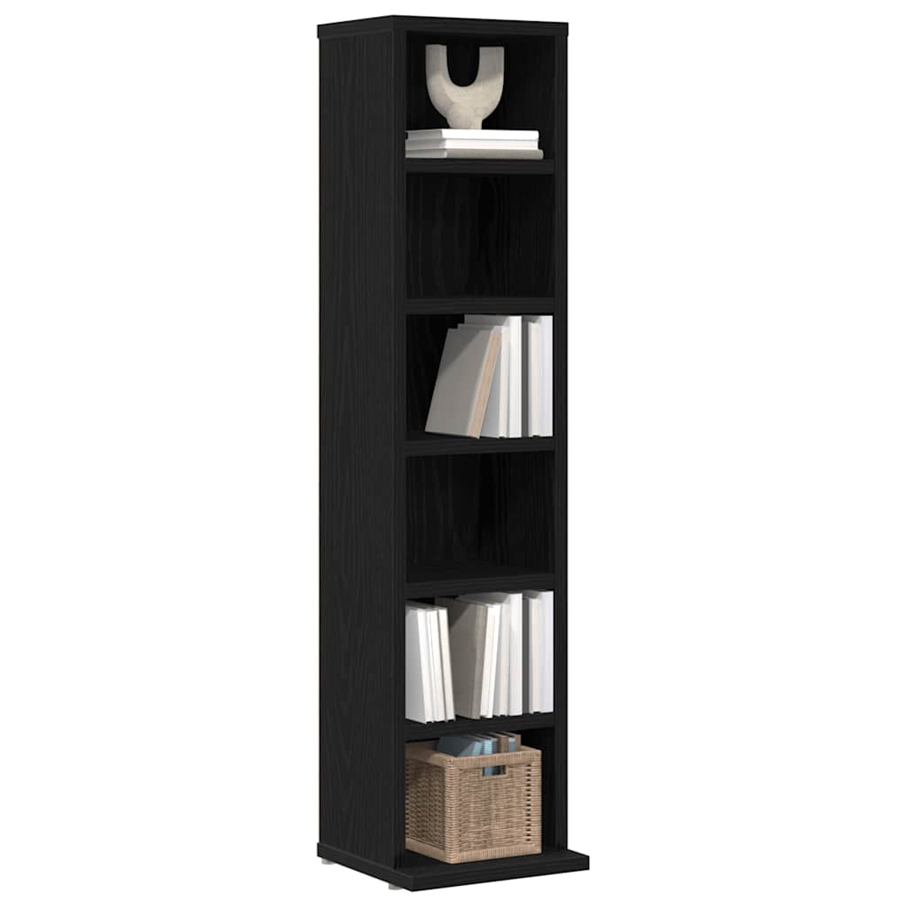 CD-kast 21x20x88 cm spaanplaat zwart eikenkleurig is nu te koop bij PeponiXL, paradijselijk wonen!