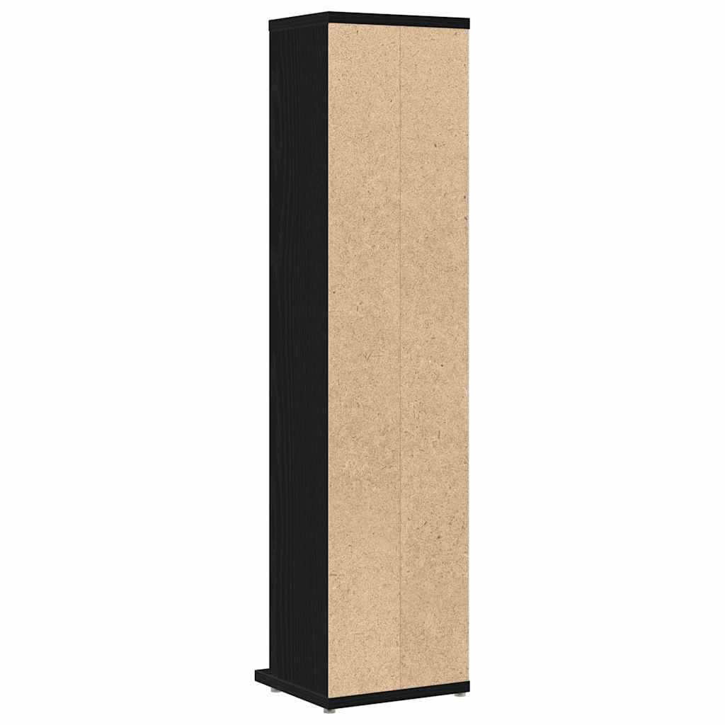CD-kast 21x20x88 cm spaanplaat zwart eikenkleurig is nu te koop bij PeponiXL, paradijselijk wonen!
