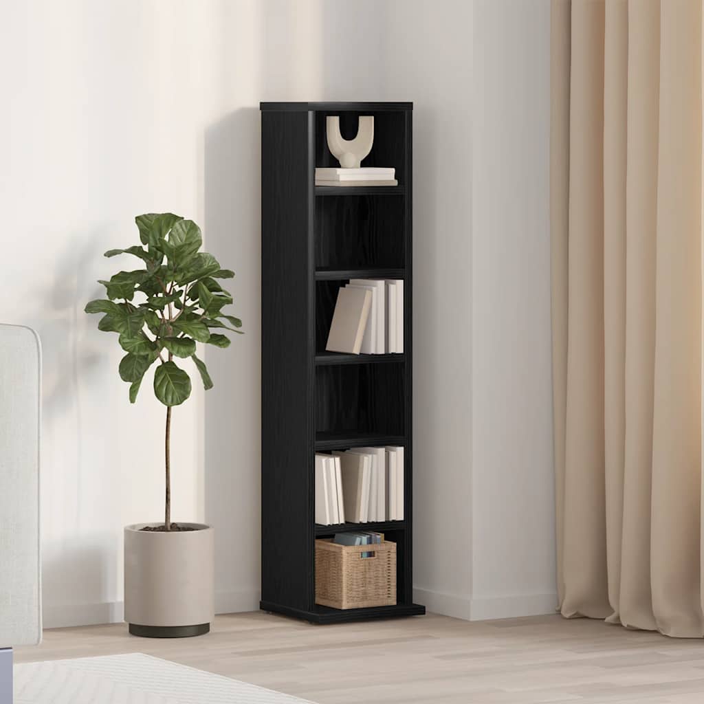 CD-kast 21x20x88 cm spaanplaat zwart eikenkleurig is nu te koop bij PeponiXL, paradijselijk wonen!