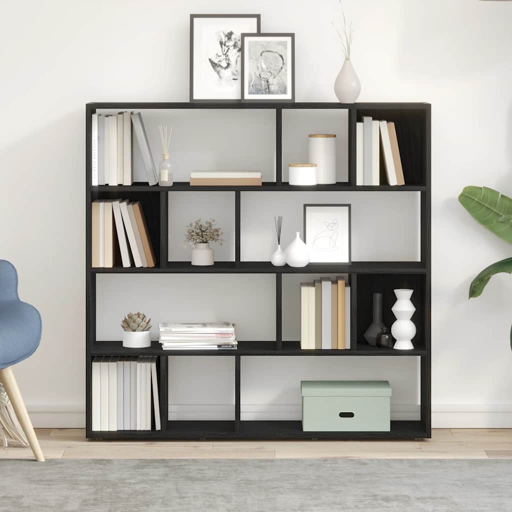 Boekenkast/kamerverdeler zwart eiken 105x24x102 cm is nu te koop bij PeponiXL, paradijselijk wonen!