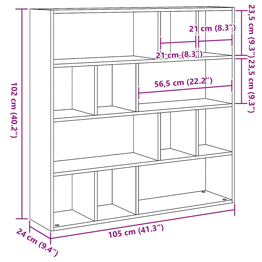 Boekenkast/kamerverdeler zwart eiken 105x24x102 cm is nu te koop bij PeponiXL, paradijselijk wonen!