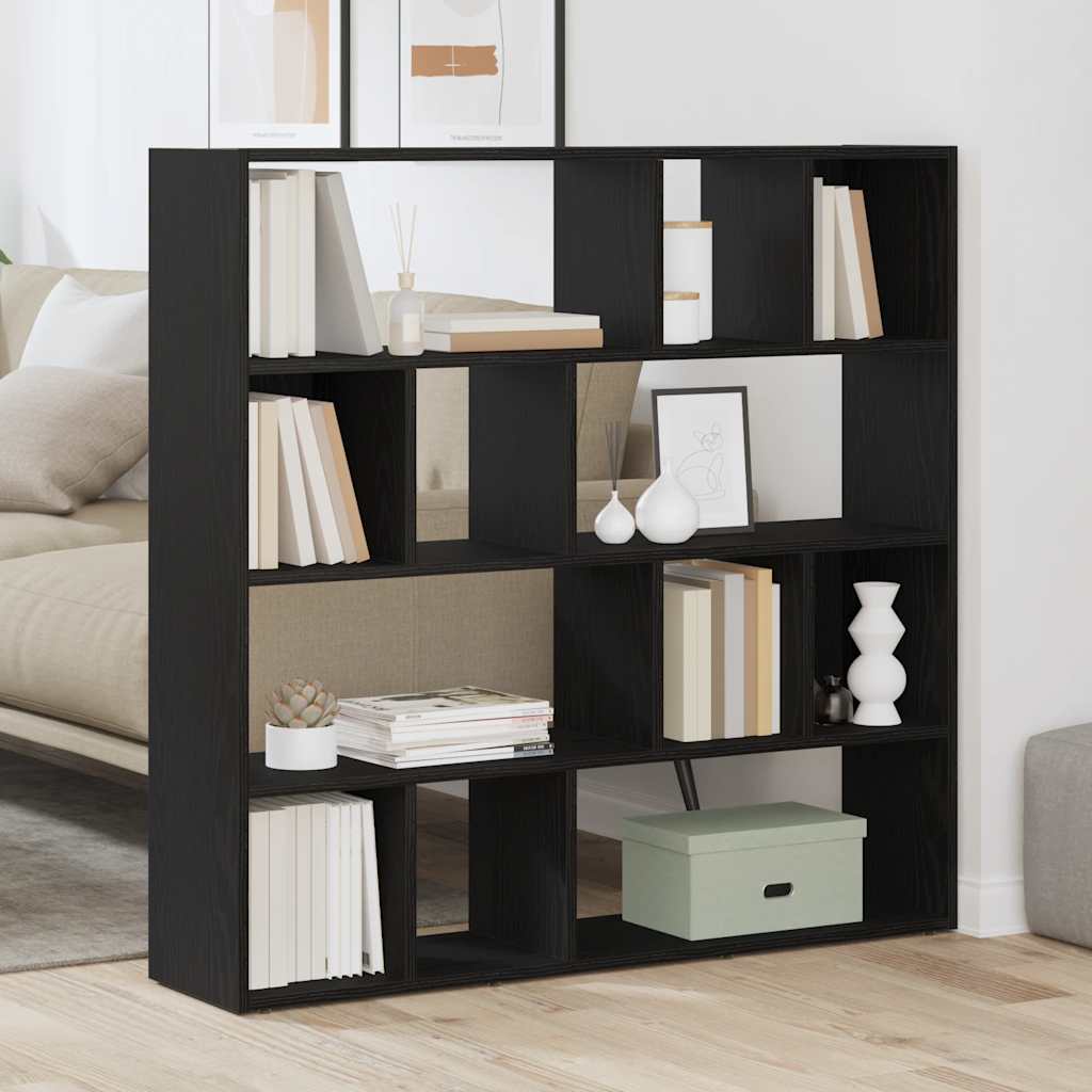 Boekenkast/kamerverdeler zwart eiken 105x24x102 cm is nu te koop bij PeponiXL, paradijselijk wonen!