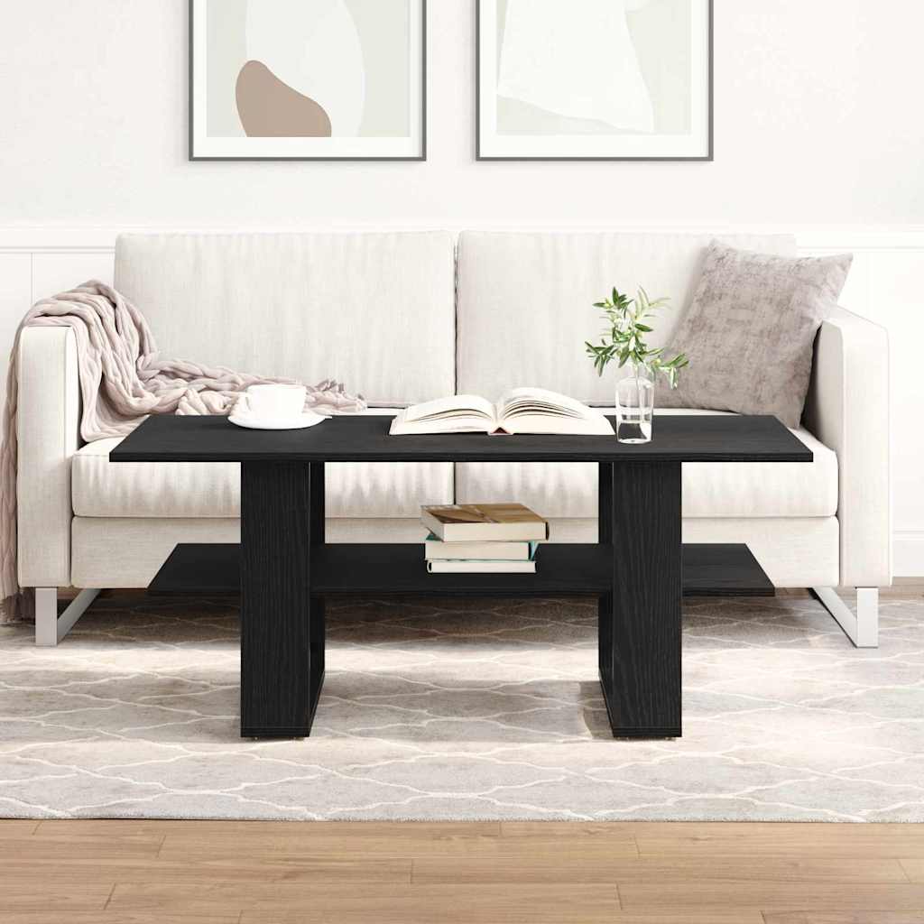 Salontafel Zwart Eiken 102 x 55 x 42 cm Bewerkt hout is nu te koop bij PeponiXL, paradijselijk wonen!