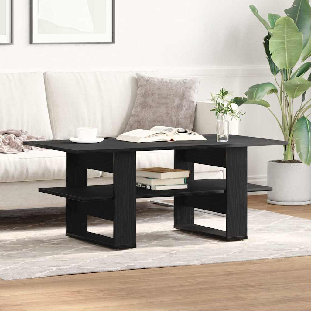 Salontafel Zwart Eiken 102 x 55 x 42 cm Bewerkt hout is nu te koop bij PeponiXL, paradijselijk wonen!