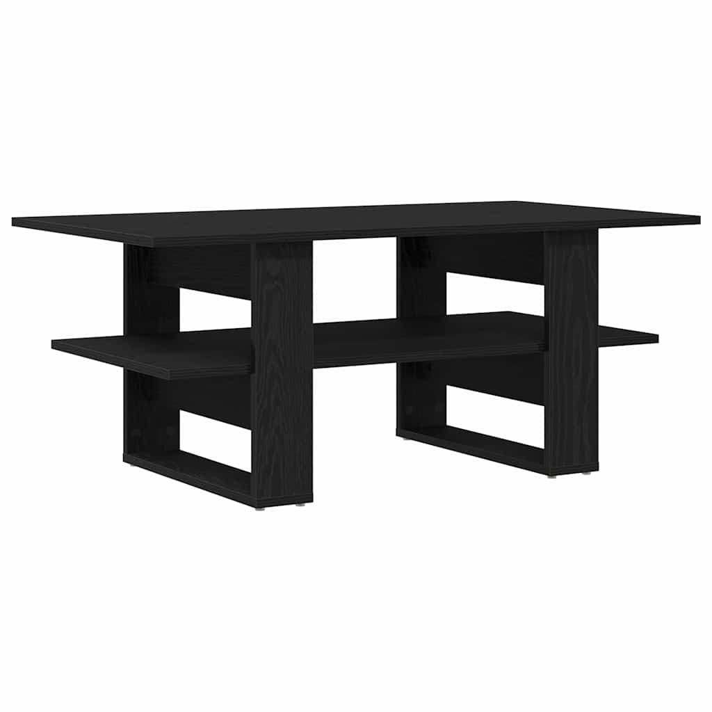 Salontafel Zwart Eiken 102 x 55 x 42 cm Bewerkt hout is nu te koop bij PeponiXL, paradijselijk wonen!