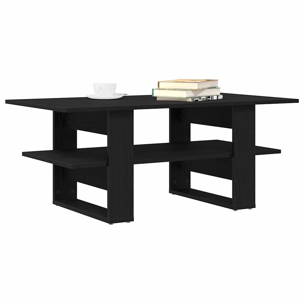 Salontafel Zwart Eiken 102 x 55 x 42 cm Bewerkt hout is nu te koop bij PeponiXL, paradijselijk wonen!
