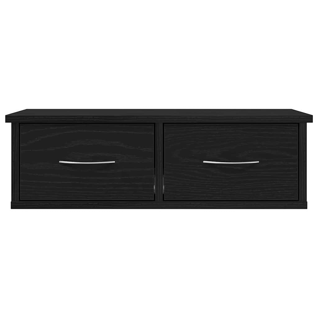 Wandkast met lade Zwart Eiken 60 x 26 x 18,5 cm Bewerkt hout is nu te koop bij PeponiXL, paradijselijk wonen!