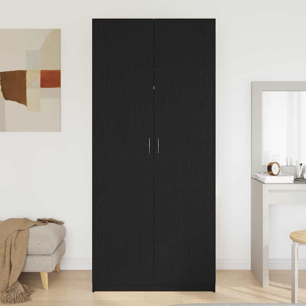 Kledingkast Zwart Eiken 90 x 52 x 200 cm Bewerkt hout is nu te koop bij PeponiXL, paradijselijk wonen!
