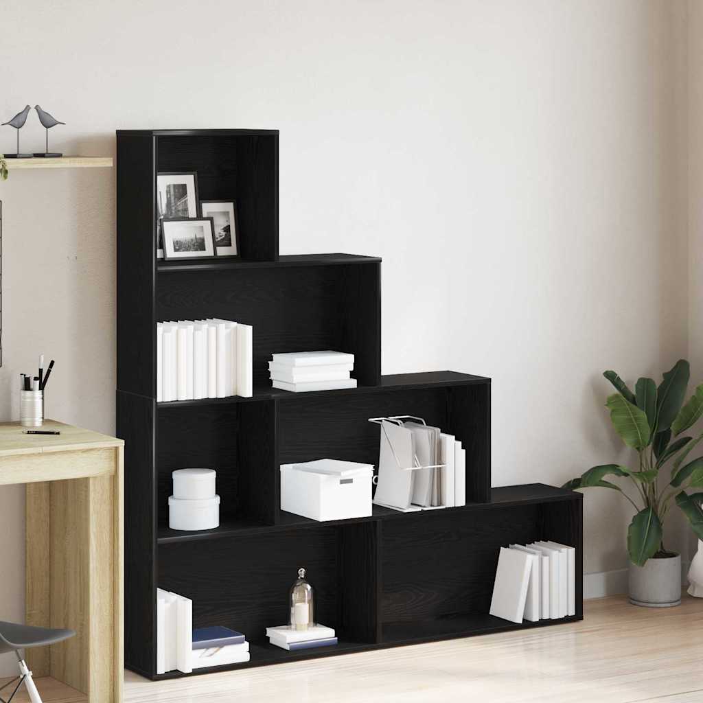 Boekenkast Zwart Eiken 155 x 24 x 160 cm Bewerkt hout is nu te koop bij PeponiXL, paradijselijk wonen!