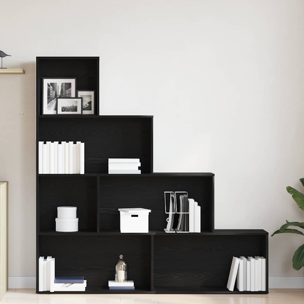 Boekenkast Zwart Eiken 155 x 24 x 160 cm Bewerkt hout is nu te koop bij PeponiXL, paradijselijk wonen!