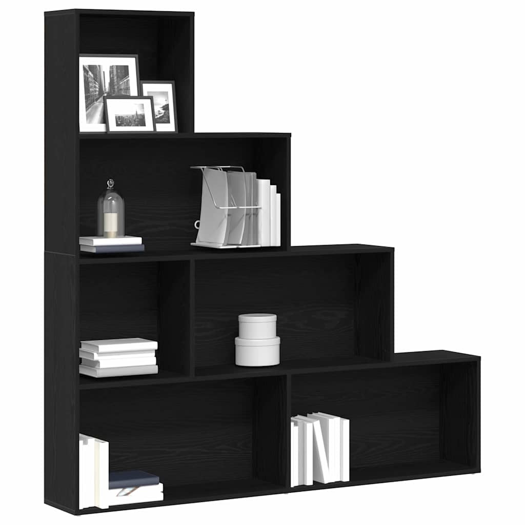Boekenkast Zwart Eiken 155 x 24 x 160 cm Bewerkt hout is nu te koop bij PeponiXL, paradijselijk wonen!