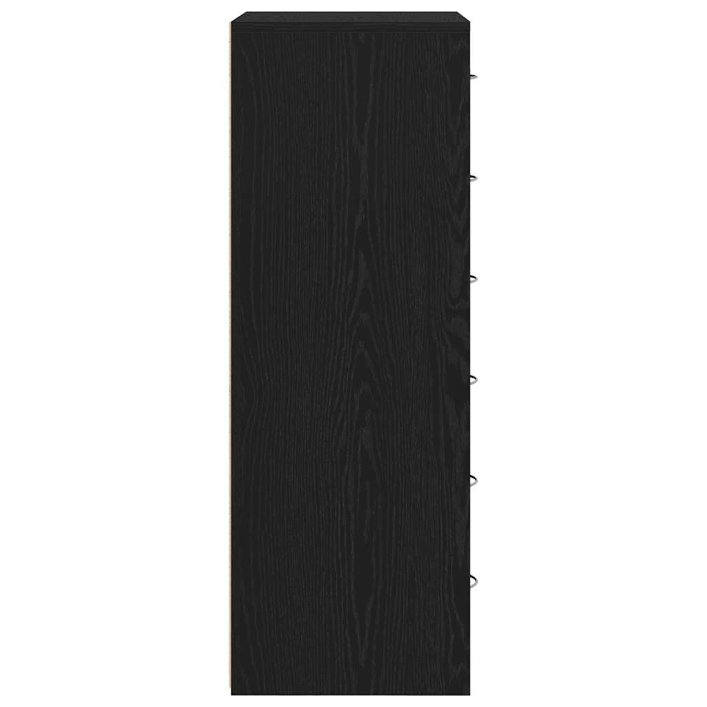 Dressoir met 6 lades 50x34x96 cm spaanplaat zwart eikenkleurig is nu te koop bij PeponiXL, paradijselijk wonen!