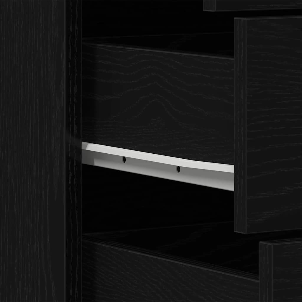 Dressoir met 6 lades 50x34x96 cm spaanplaat zwart eikenkleurig is nu te koop bij PeponiXL, paradijselijk wonen!