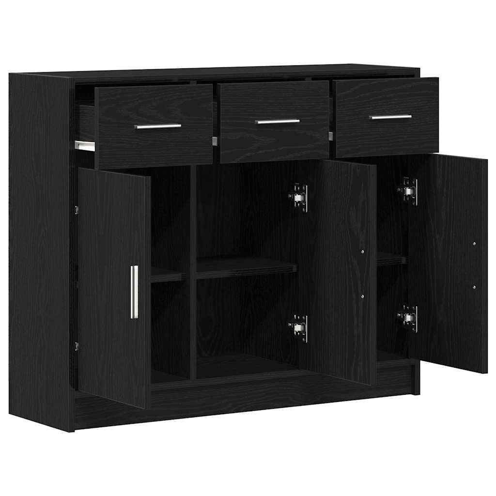 Dressoir Zwart Eiken 91x28x75 cm Engineered Wood is nu te koop bij PeponiXL, paradijselijk wonen!