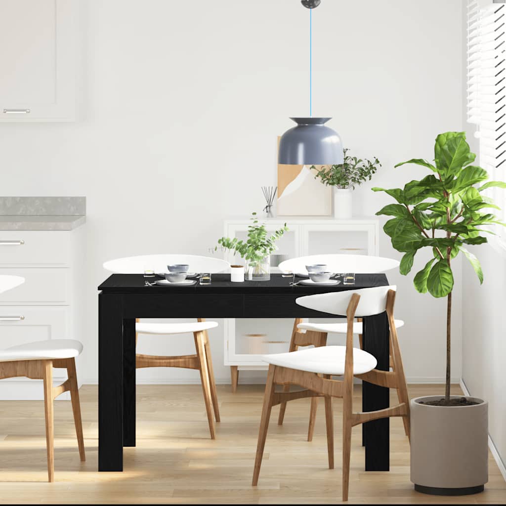 Eettafel Zwart Eiken 120x60x76 cm Bewerkt Hout is nu te koop bij PeponiXL, paradijselijk wonen!