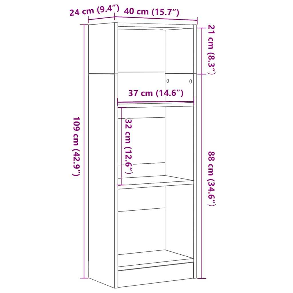 Boekenkast Zwart Eiken 40x24x109 cm Engineered Wood is nu te koop bij PeponiXL, paradijselijk wonen!
