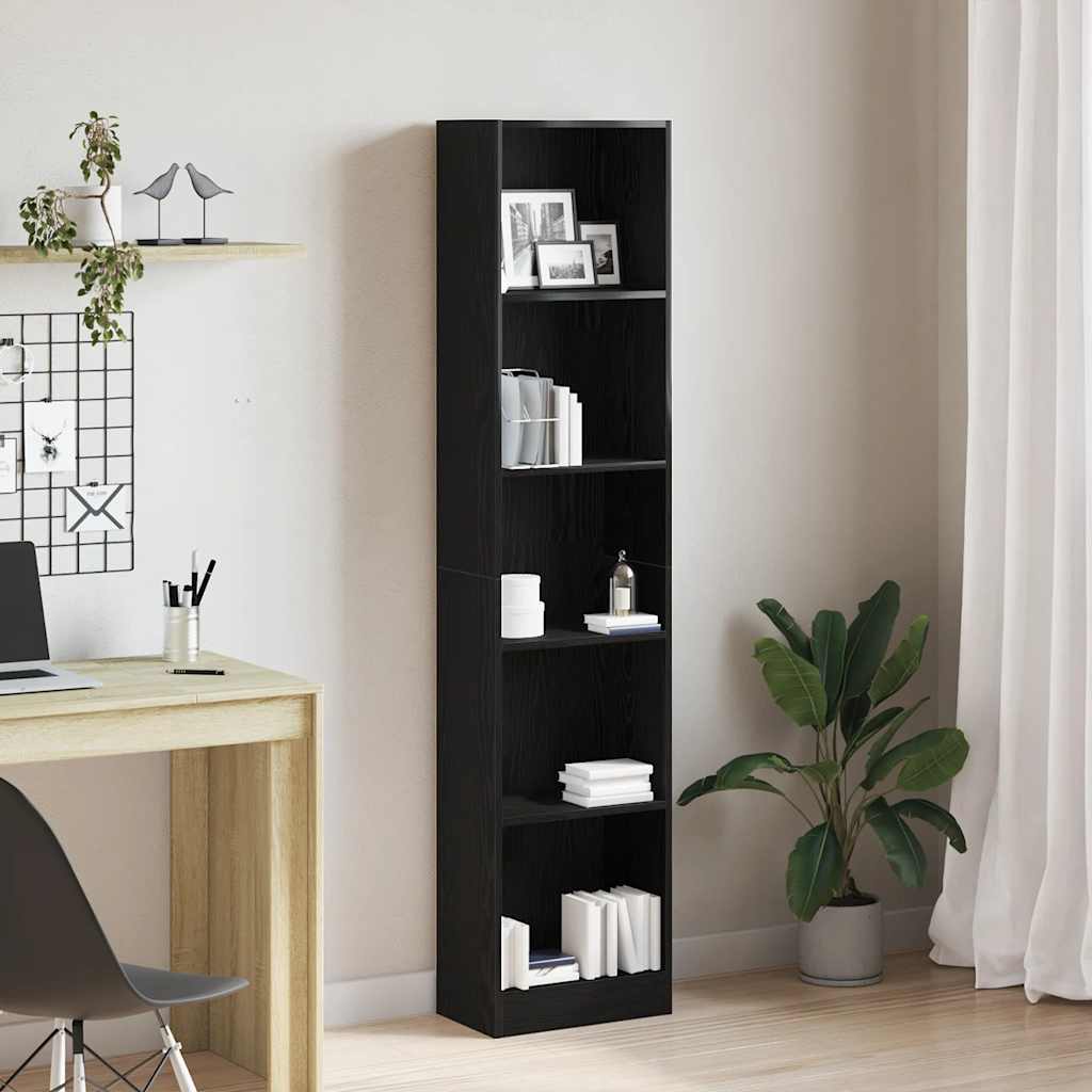 Boekenkast Zwart Eiken 40x24x176 cm Engineered Wood is nu te koop bij PeponiXL, paradijselijk wonen!