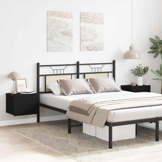 Nachtkastje 2 pcs Zwart Eiken 40 x 30 x 30 cm Bewerkt hout is nu te koop bij PeponiXL, paradijselijk wonen!