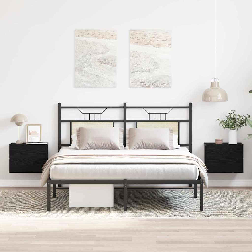 Nachtkastje 2 pcs Zwart Eiken 40 x 30 x 30 cm Bewerkt hout is nu te koop bij PeponiXL, paradijselijk wonen!