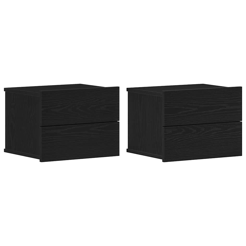 Nachtkastje 2 pcs Zwart Eiken 40 x 30 x 30 cm Bewerkt hout is nu te koop bij PeponiXL, paradijselijk wonen!