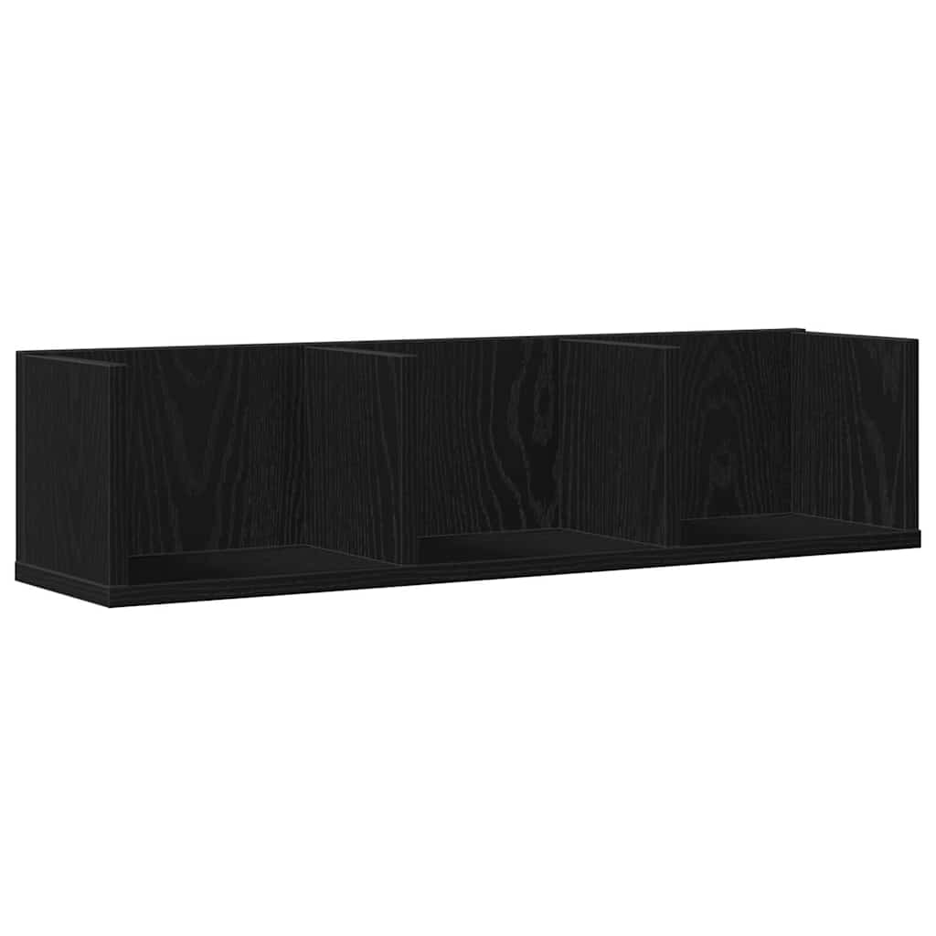 Wandplank met plank Zwart Eiken 75 x 18 x 18 cm Bewerkt hout is nu te koop bij PeponiXL, paradijselijk wonen!