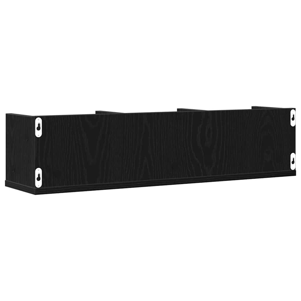 Wandplank met plank Zwart Eiken 75 x 18 x 18 cm Bewerkt hout is nu te koop bij PeponiXL, paradijselijk wonen!