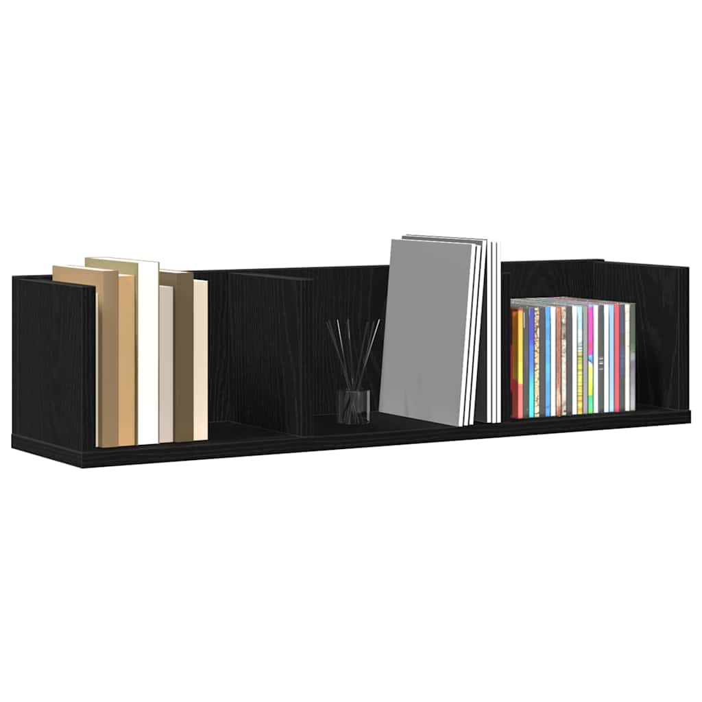 Wandplank met plank Zwart Eiken 75 x 18 x 18 cm Bewerkt hout is nu te koop bij PeponiXL, paradijselijk wonen!