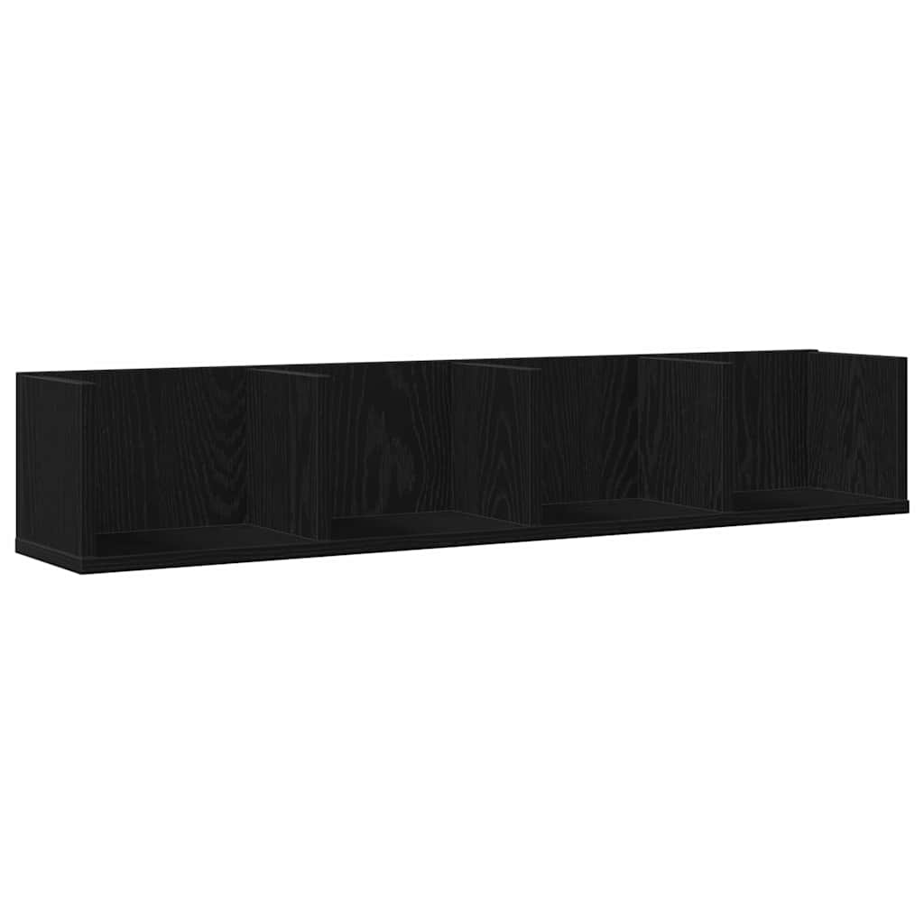 Wandplank met plank Zwart Eiken 100 x 18 x 18 cm Bewerkt hout is nu te koop bij PeponiXL, paradijselijk wonen!