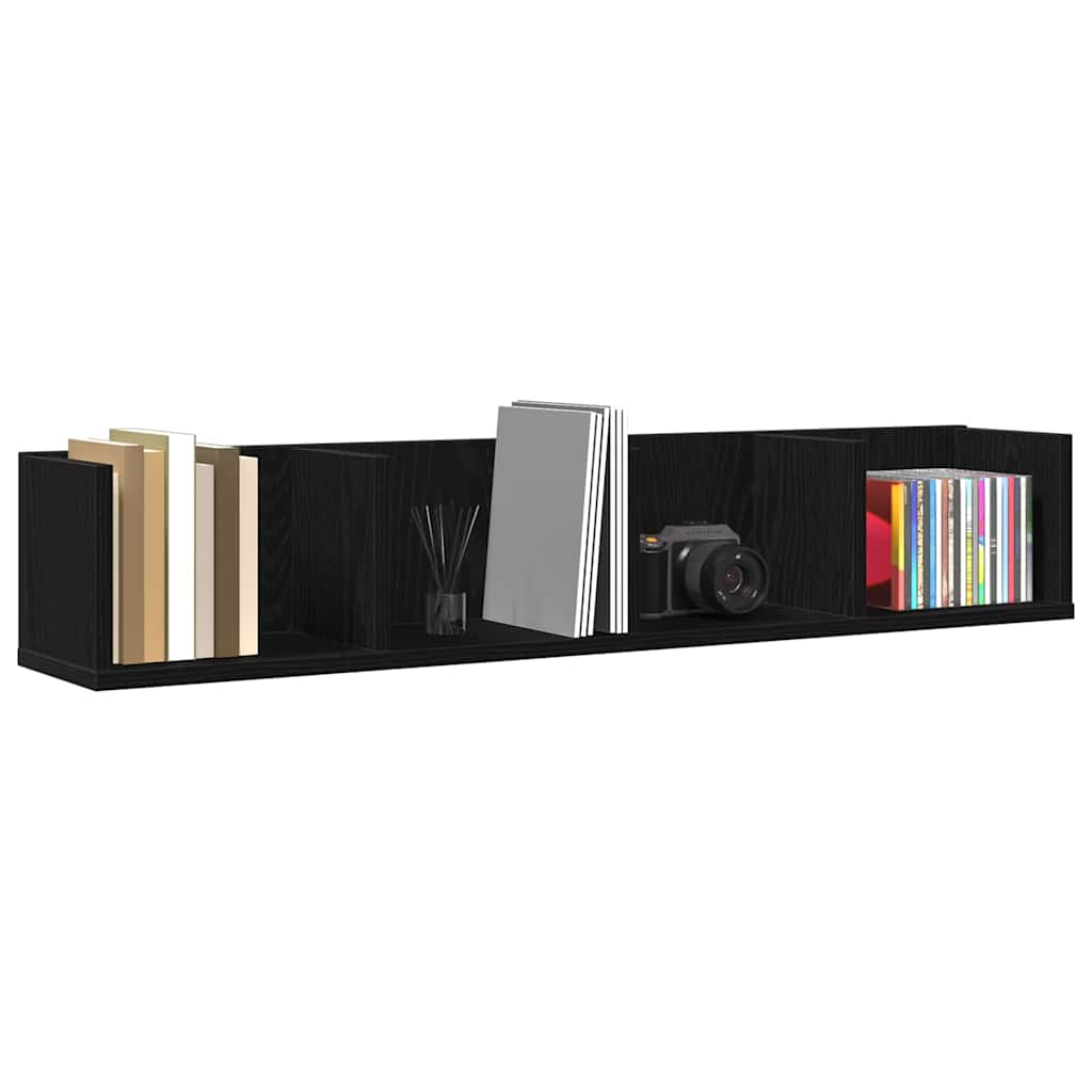 Wandplank met plank Zwart Eiken 100 x 18 x 18 cm Bewerkt hout is nu te koop bij PeponiXL, paradijselijk wonen!