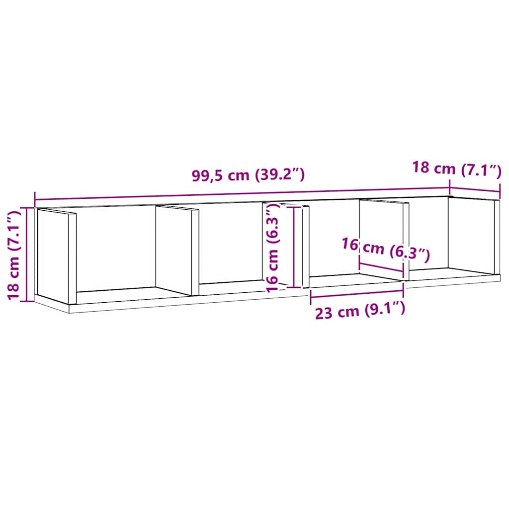 Wandplank met plank Zwart Eiken 100 x 18 x 18 cm Bewerkt hout is nu te koop bij PeponiXL, paradijselijk wonen!