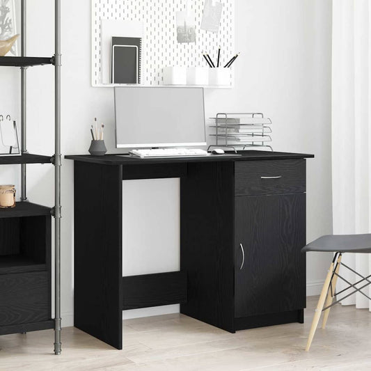 Bureau met lade Zwart Eiken 100 x 50 x 76 cm Bewerkt hout is nu te koop bij PeponiXL, paradijselijk wonen!