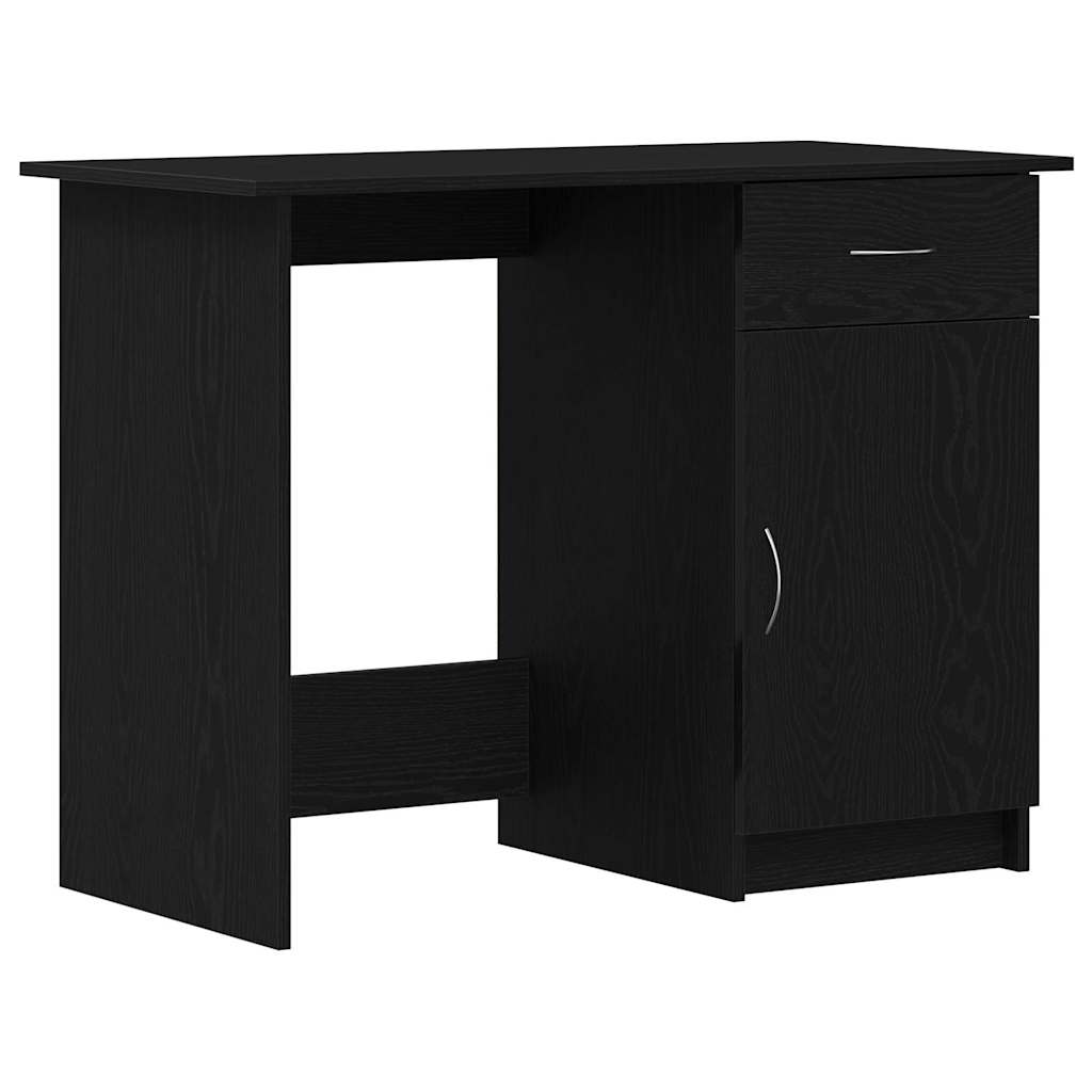 Bureau met lade Zwart Eiken 100 x 50 x 76 cm Bewerkt hout is nu te koop bij PeponiXL, paradijselijk wonen!