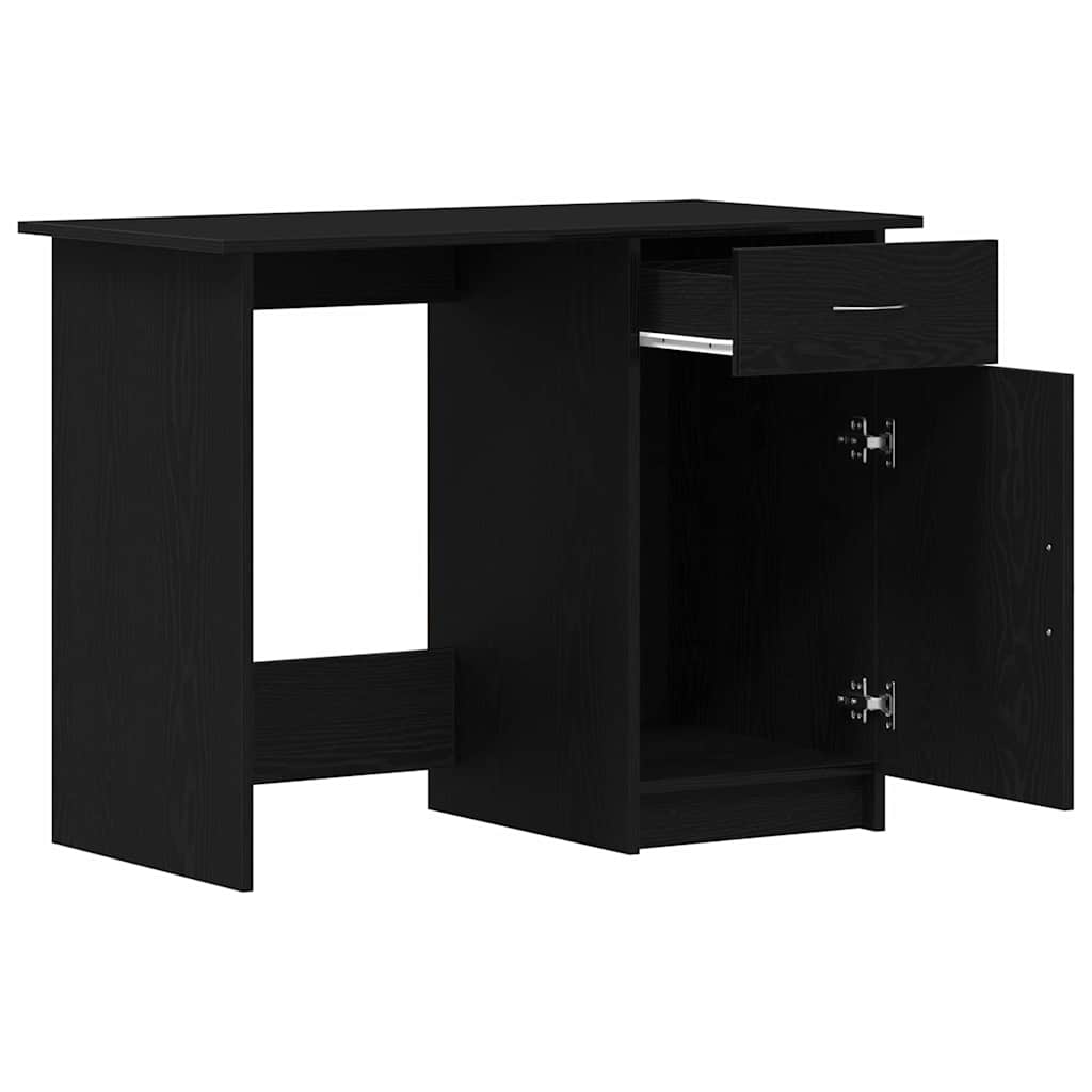 Bureau met lade Zwart Eiken 100 x 50 x 76 cm Bewerkt hout is nu te koop bij PeponiXL, paradijselijk wonen!