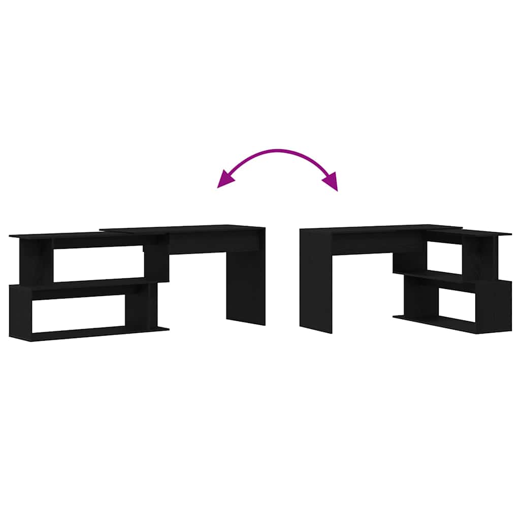 Bureau Zwart Eiken 200 x 50 x 76 cm Bewerkt hout is nu te koop bij PeponiXL, paradijselijk wonen!