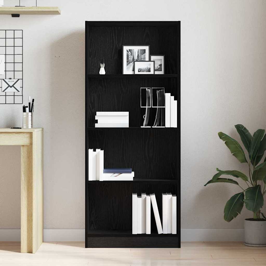 Boekenkast Zwart Eiken 60 x 24 x 143 cm Bewerkt hout is nu te koop bij PeponiXL, paradijselijk wonen!