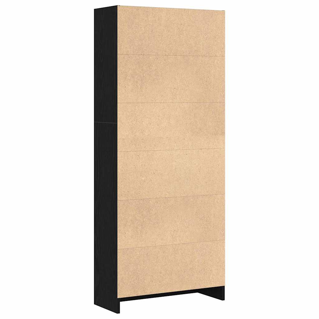 Boekenkast Zwart Eiken 60 x 24 x 143 cm Bewerkt hout is nu te koop bij PeponiXL, paradijselijk wonen!