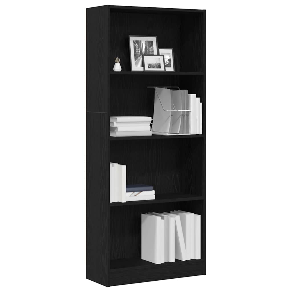 Boekenkast Zwart Eiken 60 x 24 x 143 cm Bewerkt hout is nu te koop bij PeponiXL, paradijselijk wonen!