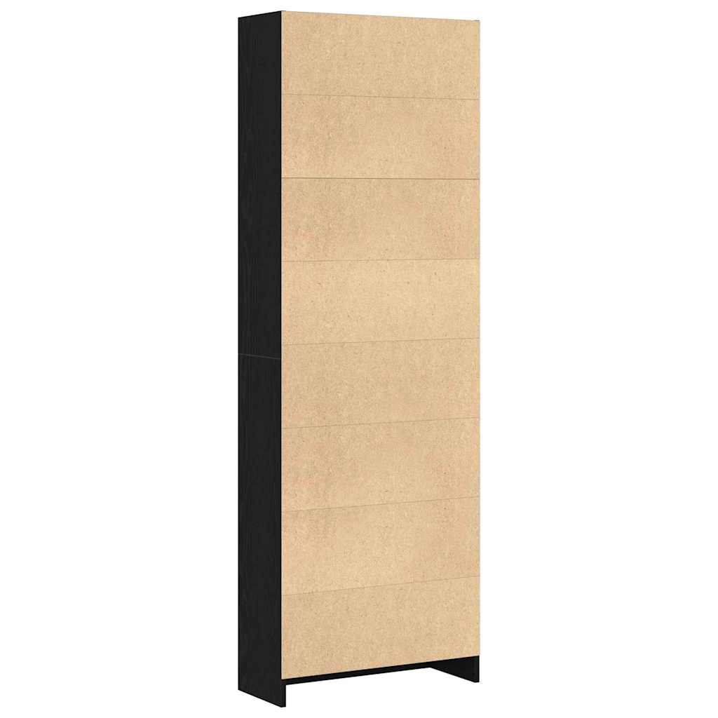 Boekenkast Zwart Eiken 60 x 24 x 176 cm Bewerkt hout is nu te koop bij PeponiXL, paradijselijk wonen!